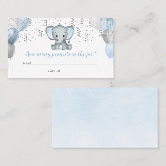 かわいい象の男の子バルーン赤ちゃんシャワー推測カード 名刺 (正面/裏面)