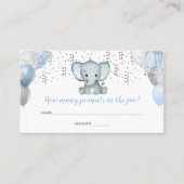 かわいい象の男の子バルーン赤ちゃんシャワー推測カード 名刺 (正面)