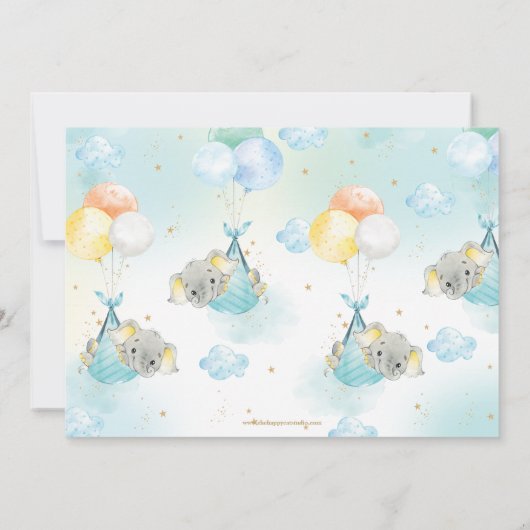 かわいい象の男の子バーチャルベビーシャワー(郵便) 招待状 (裏面)