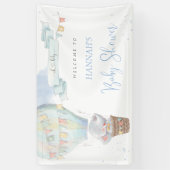 かわいい象の男の子ブルーベビーシャワーのバナー 横断幕 (縦)