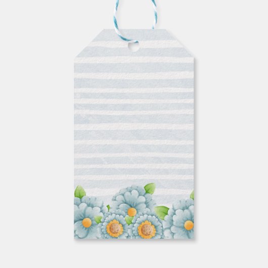 かわいい象の男の子1歳の誕生日パーティーのお願い ギフトタグ (裏面)