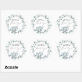 かわいい象の男の赤ちゃんシャワーサンキュー ラウンドシール (シート)