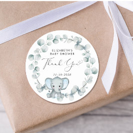 かわいい象の男の赤ちゃんシャワーサンキュー ラウンドシール