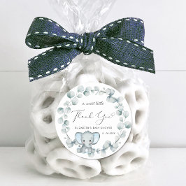 かわいい象の男の赤ちゃんシャワーサンキュー ラウンドシール