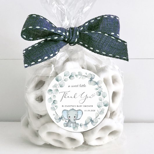 かわいい象の男の赤ちゃんシャワーサンキュー ラウンドシール