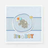 かわいい象の男の赤ちゃん発表 スタンダードランチョンナプキン (正面)