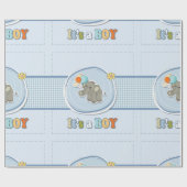 かわいい象の男の赤ちゃん発表 ラッピングペーパー (フラット)