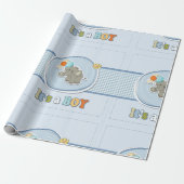 かわいい象の男の赤ちゃん発表 ラッピングペーパー (アンロールド)