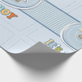 かわいい象の男の赤ちゃん発表 ラッピングペーパー (角)