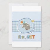 かわいい象の男の赤ちゃん発表 招待状 (正面)