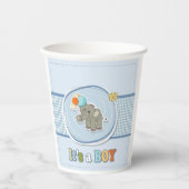 かわいい象の男の赤ちゃん発表 紙コップ (正面)