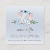 かわいい象の男の赤ちゃん赤ちゃんシャワーおむつラッフル エンクロージャーカード (正面)