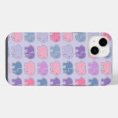 かわいい象の紫パターン iPhoneケース (裏面横)
