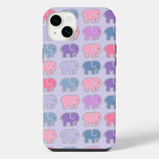 かわいい象の紫パターン iPhoneケース (裏面)