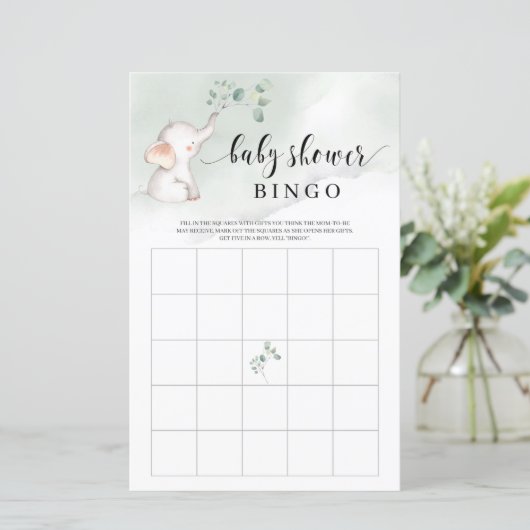 かわいい象の緑の赤ちゃんシャワービンゴゲーム (スタンド正面)