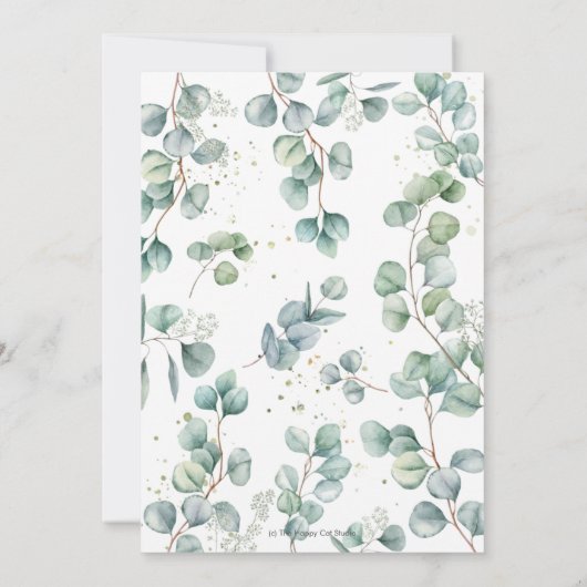 かわいい象の緑の赤ちゃんシャワー（メール少年） 招待状 (裏面)