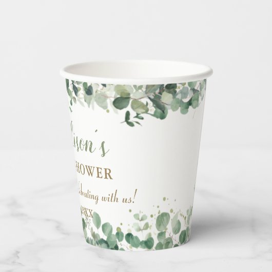 かわいい象の緑の赤男女兼用ちゃんシャワー 紙コップ (裏面)