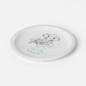 かわいい象の緑Oh男の子の赤ちゃんシャワー ペーパープレート (アングル)