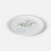 かわいい象の緑Oh男の子の赤ちゃんシャワー ペーパープレート (アングル)