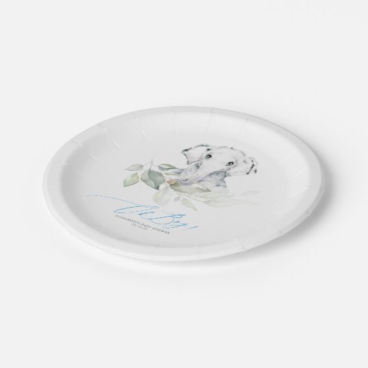 かわいい象の緑Oh男の子の赤ちゃんシャワー ペーパープレート (アングル)