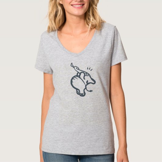 かわいい象の線画 ミニマル カートゥーン アニマル T Tシャツ (正面)