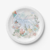 かわいい象の自然少年フローラ赤ちゃんシャワーピクニック ペーパープレート (正面)
