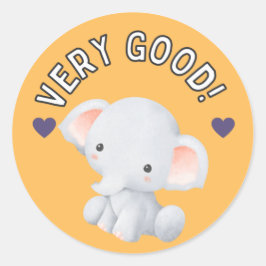 かわいい象の良い仕事生徒進学賞 ラウンドシール