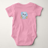 かわいい象の花と蝶パーソナライズされた ベビーボディスーツ (裏面)