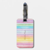 かわいい象の花ウォーター色のストライプ ラゲッジタグ (裏面縦)