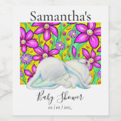 かわいい象の花ベビーシャワーワインラベル ワインラベル (シングルラベル)