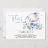 かわいい象の花ベビーシャワー男女兼用 招待状 (正面)