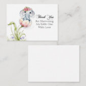 かわいい象の花花びらありがとう ノートカード (正面/裏面)