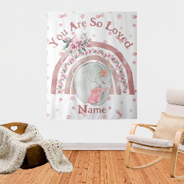 かわいい象の虹 タペストリー