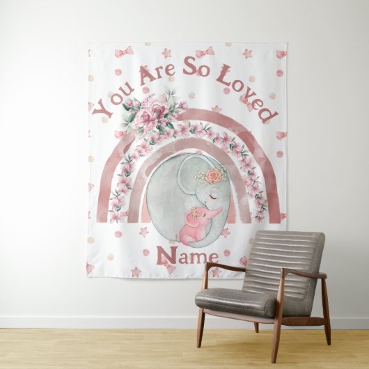 かわいい象の虹 タペストリー (インサイチュ)