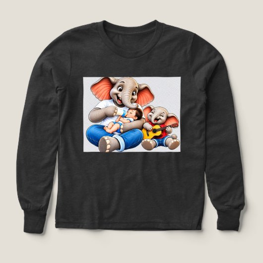 かわいい象の親子Tシャツ-動物 (デザイン正面)
