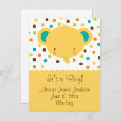 かわいい象の誕生の発表少年 案内ポストカード (正面/裏面)