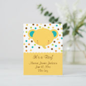 かわいい象の誕生の発表少年 案内ポストカード (スタンド正面)