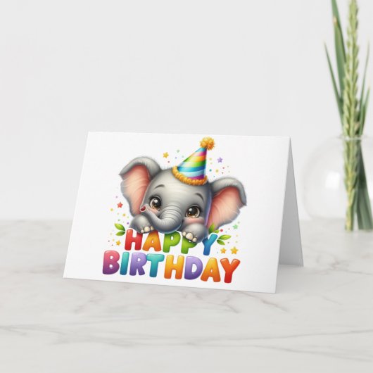 かわいい象の誕生日カード カード (正面)