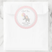 かわいい象の誕生日シール ラウンドシール (バッグ)