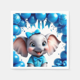 かわいい象の誕生日バルーン パーティー 🐘 スタンダードカクテルナプキン