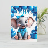 かわいい象の誕生日バルーン パーティー 🐘 招待状 (スタンド正面)