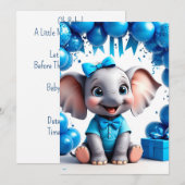 かわいい象の誕生日バルーン パーティー 🐘 招待状 (正面/裏面)