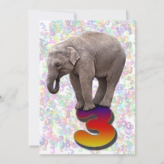 かわいい象の誕生日パーティー招待状3 招待状 (正面)