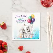 かわいい象の誕生日パーティー スタンダードカクテルナプキン (インサイチュ)