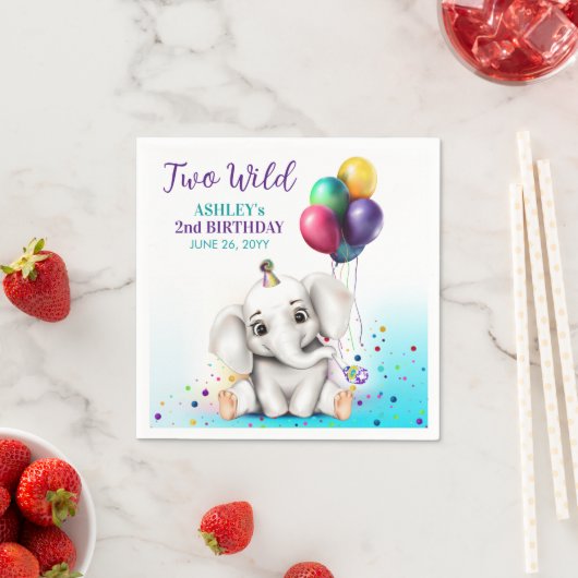 かわいい象の誕生日パーティー スタンダードカクテルナプキン (インサイチュ)