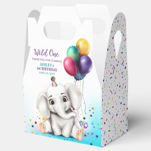 かわいい象の誕生日パーティー フェイバーボックス (オープン)