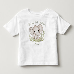 かわいい象の誕生日少年 トドラーTシャツ