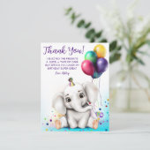 かわいい象の誕生日感謝カード サンキューカード (スタンド正面)