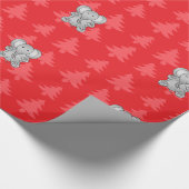 かわいい象の赤いクリスマスツリー ラッピングペーパー (角)