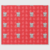 かわいい象の赤いクリスマスツリー ラッピングペーパー (フラット)